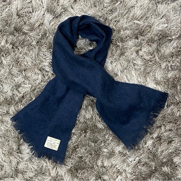 Omega Scarves vintage 100% wool men blue fringed edged scarf. Unisex. Used. - Picture 9 of 9